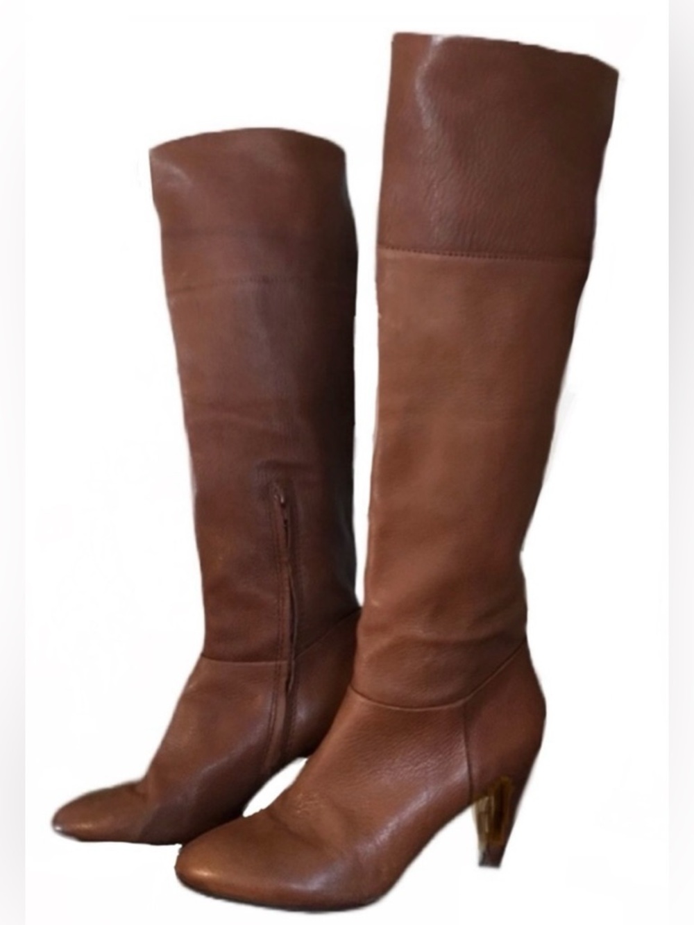 CYNTHIA VINCENT CHESTNUT BROWN LEATHER RIDING BOOTS W/HEEL (7)